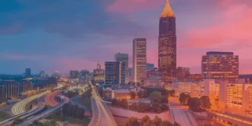 Time lapse image of downtown Atlanta, Georgia at sunset